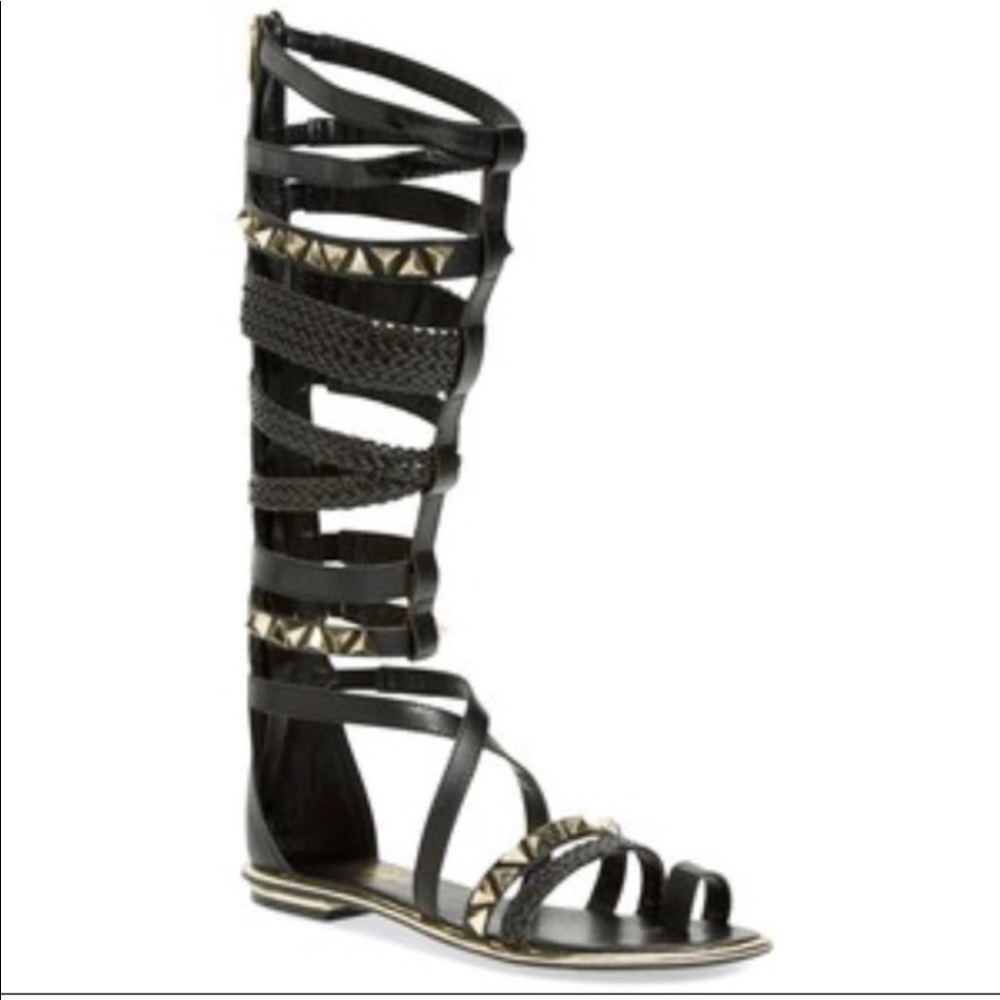 Defoe black studded gladiator sandals